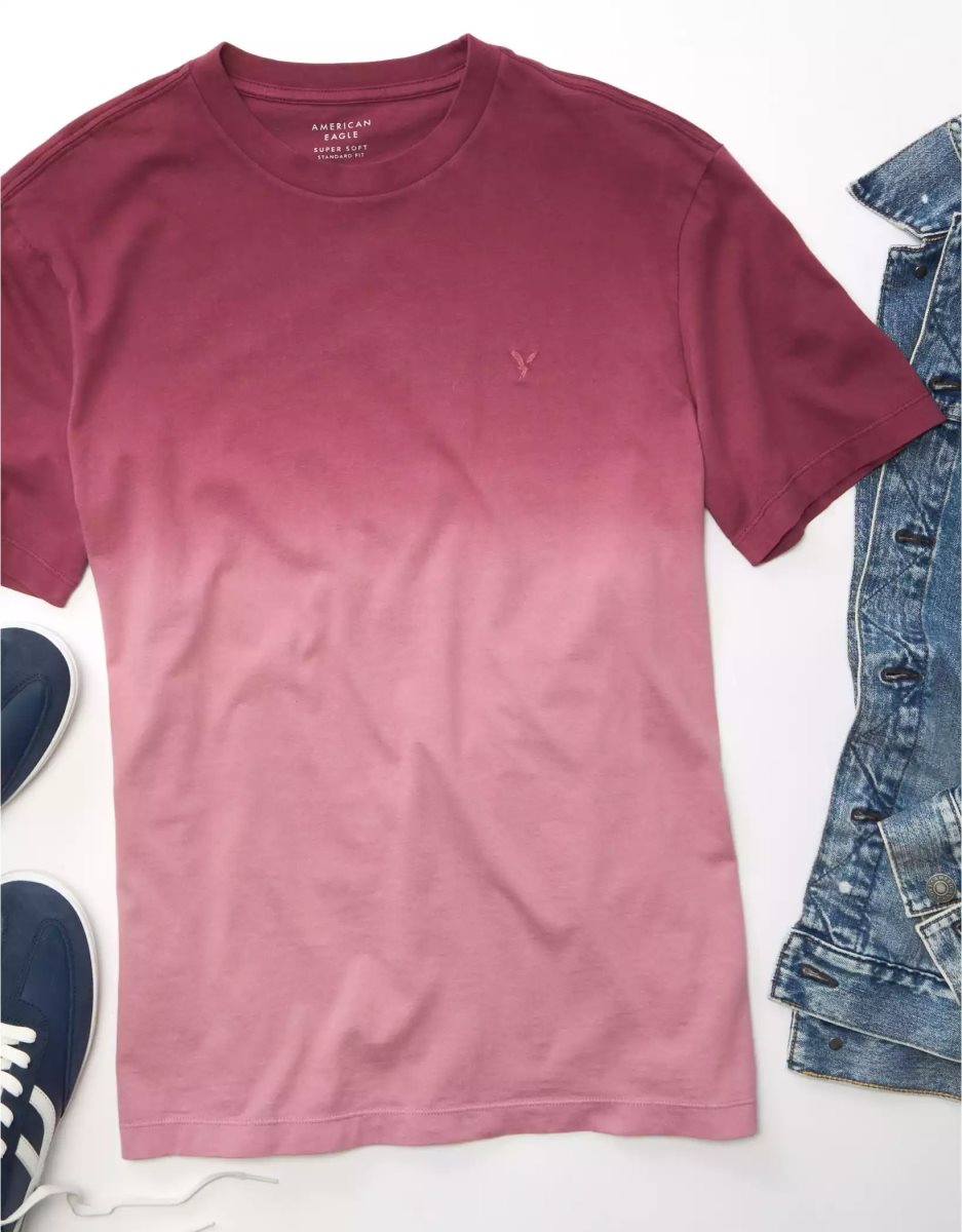 T Shirts American Eagle AE Super Soft Legend Dip-Dye Rouge Homme | WIR-63959212